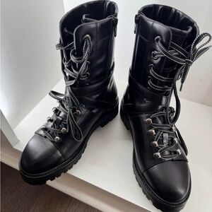 Black Lace-Up Combat Boots
